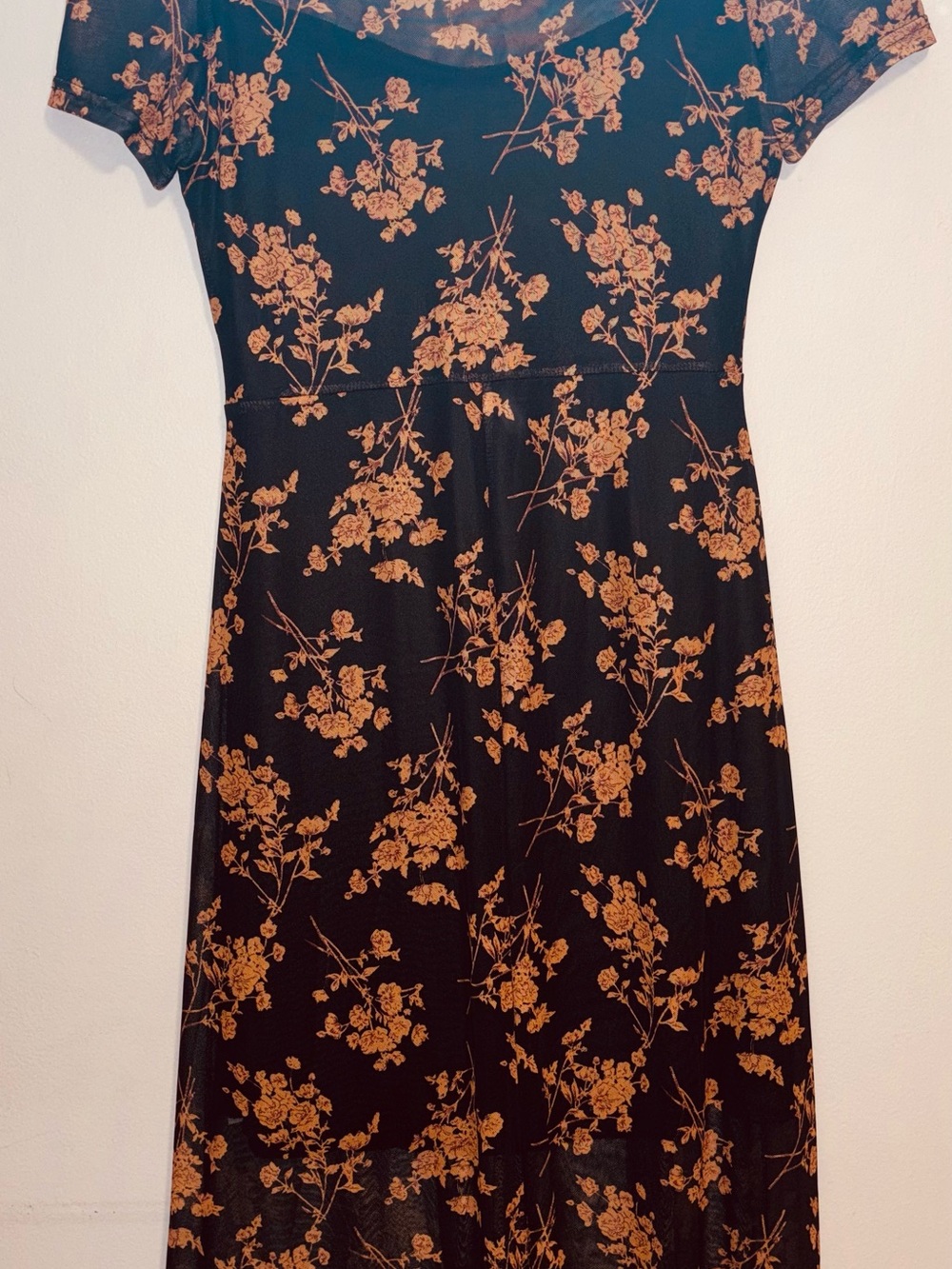 Black Maxi Dress with Rust Floral Print — Elegant Everyday Maxi